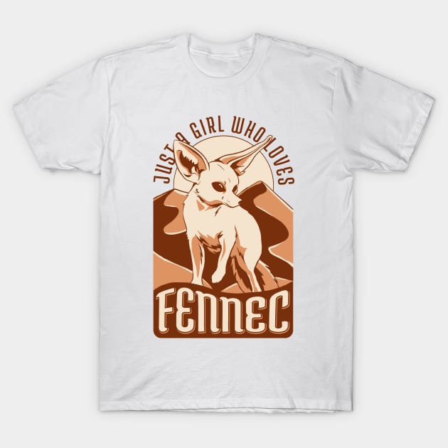 Just A Girl Who Loves Fennec Fox Vintage Retro T-Shirt by Visual Vibes